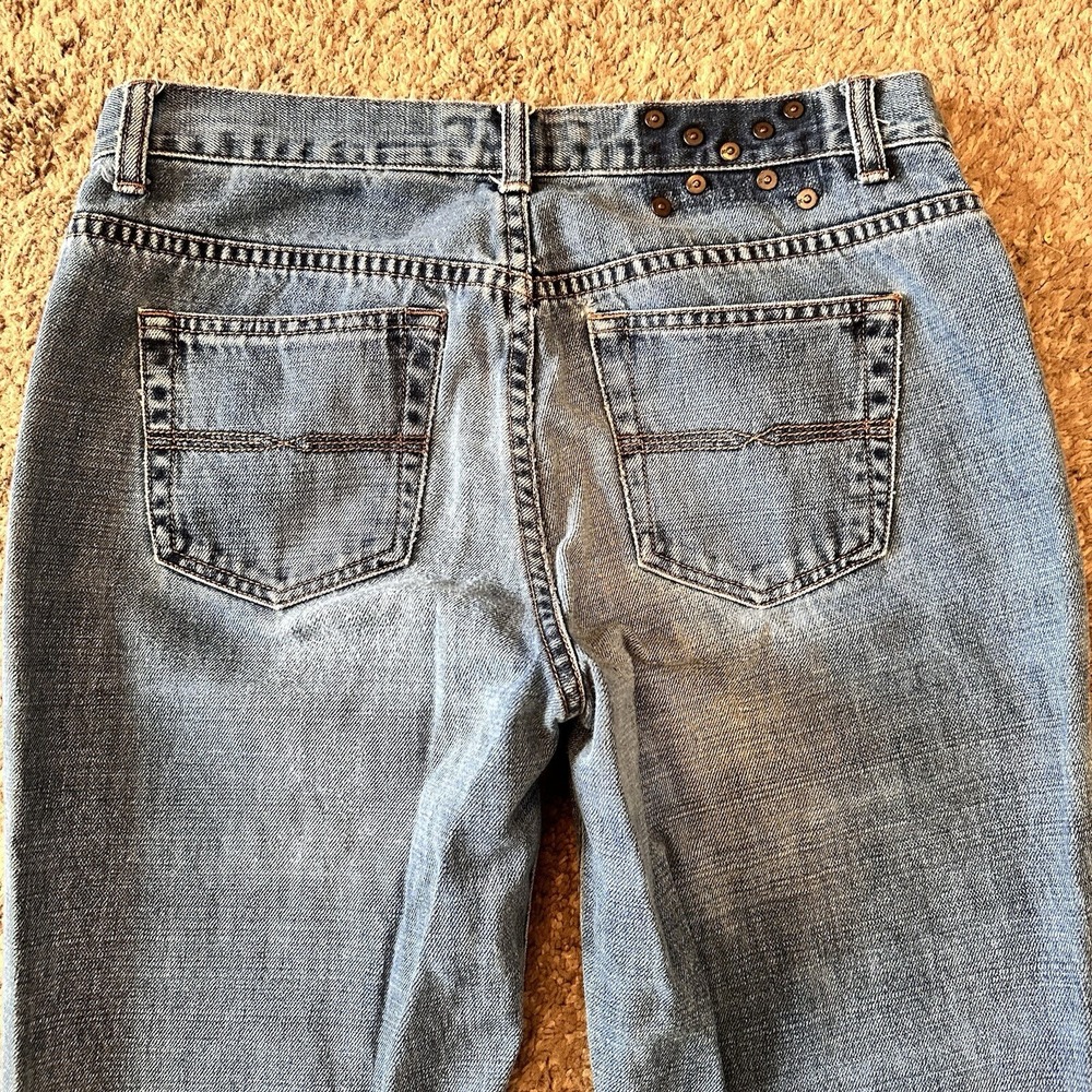 VTG Express Women's Jeans Sz 7 / 8 Denim Bronze Beads Mid Rise Bootcut Jeans Y2K - Picture 15 of 16